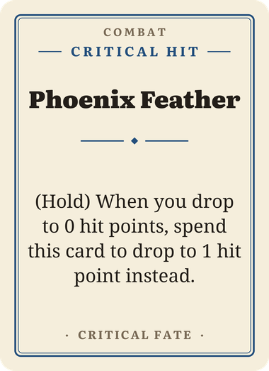 Phoenix Feather, a Critical Hit Combat card