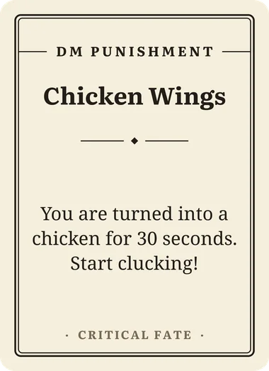 Chicken Wings, a DM Punishment card