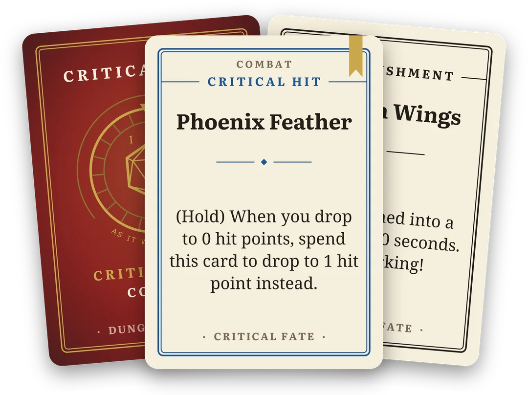 A fan of Critical Fate cards from deck one